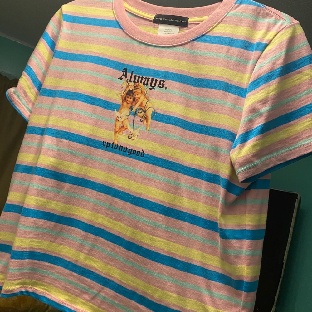 Petals and Peacocks striped crop top